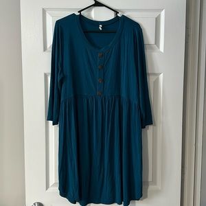 Beeson River Plus, 2X Teal Dress (more of a tunic shirt) with 3/4 sleeves.